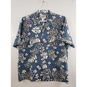 (F5) Vintage Paradise Style Hawaiian Shirt Mens Size XL Blue Floral Tropical